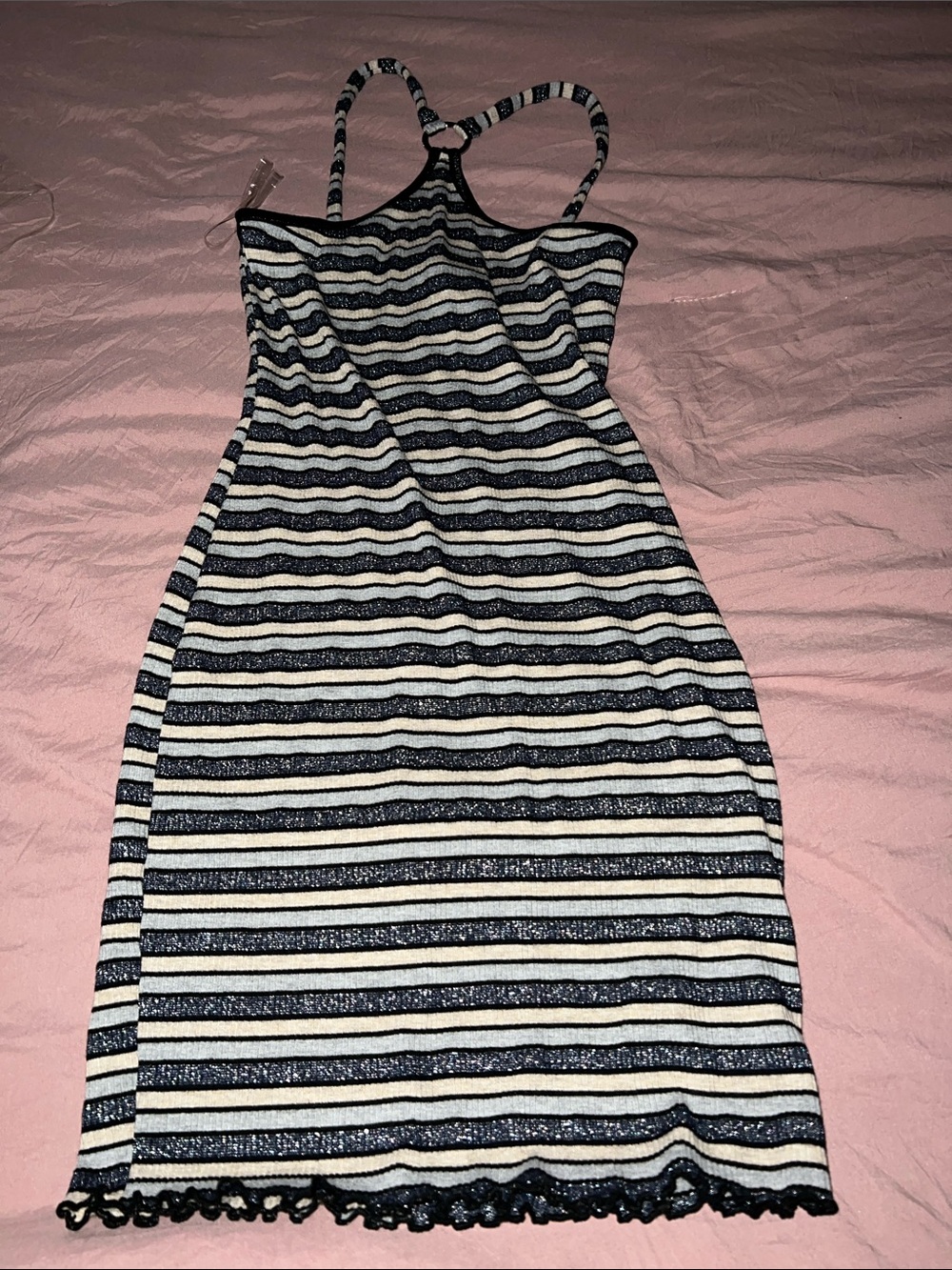 J.O.A. Black and White Striped Racerback Midi Dress